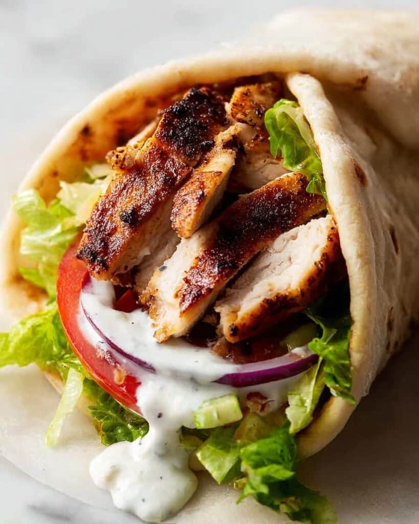 Quick Chicken Shawarma Wraps with Creamy Yogurt Sauce Recipe