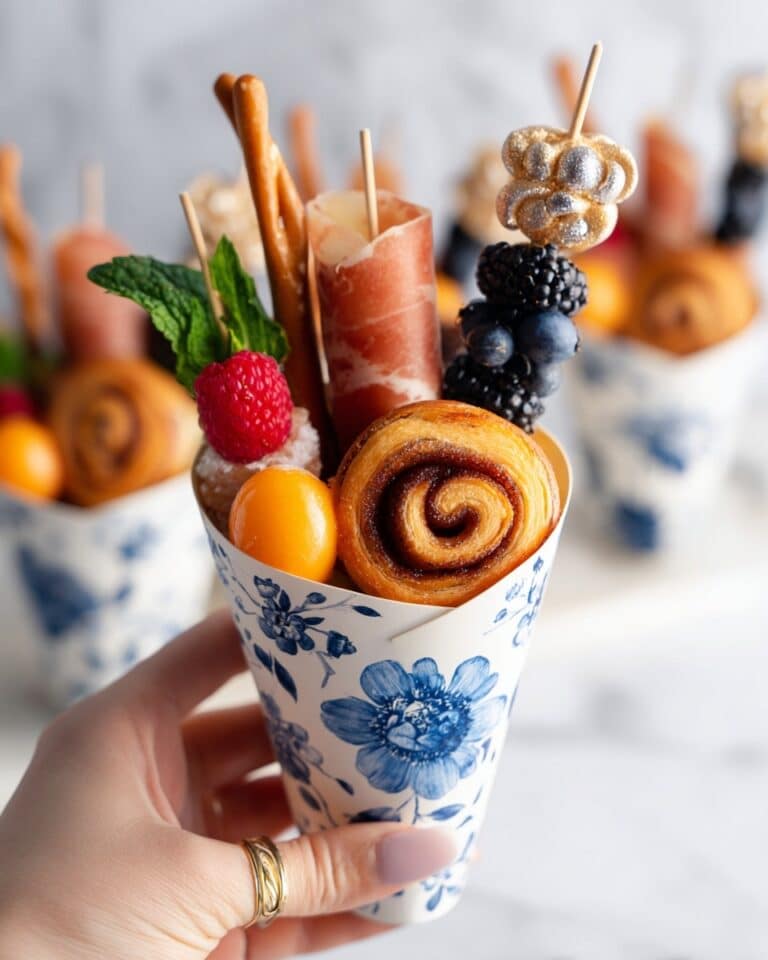 Breakfast Charcuterie Cups with Prosciutto, Cantaloup, Berries, and Mini Sweet Treats Recipe