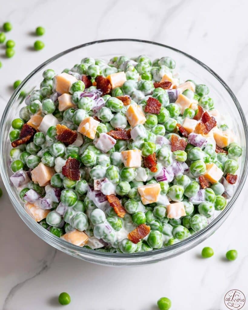 Pea Salad with Bacon, Cheddar, and Red Onion Recipe