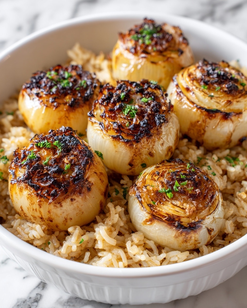 Stuffed Onions with Ground Beef, Rice, and Tomato Sauce Recipe