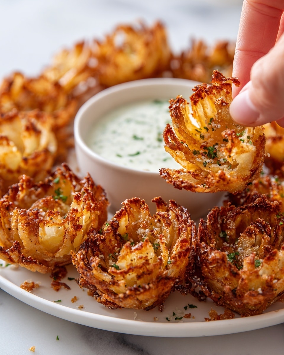 Crispy Mini Bloomin’ Onions with Creamy Buttermilk Ranch Dip Recipe