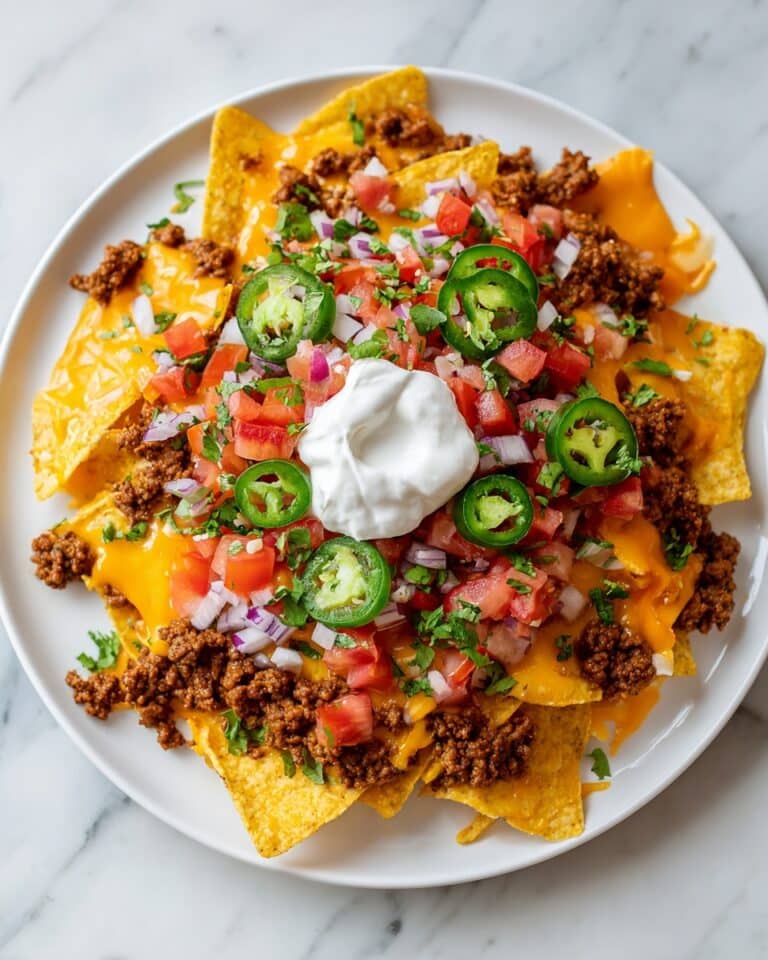 Loaded Beef & Cheese Nachos with Toppings Recipe