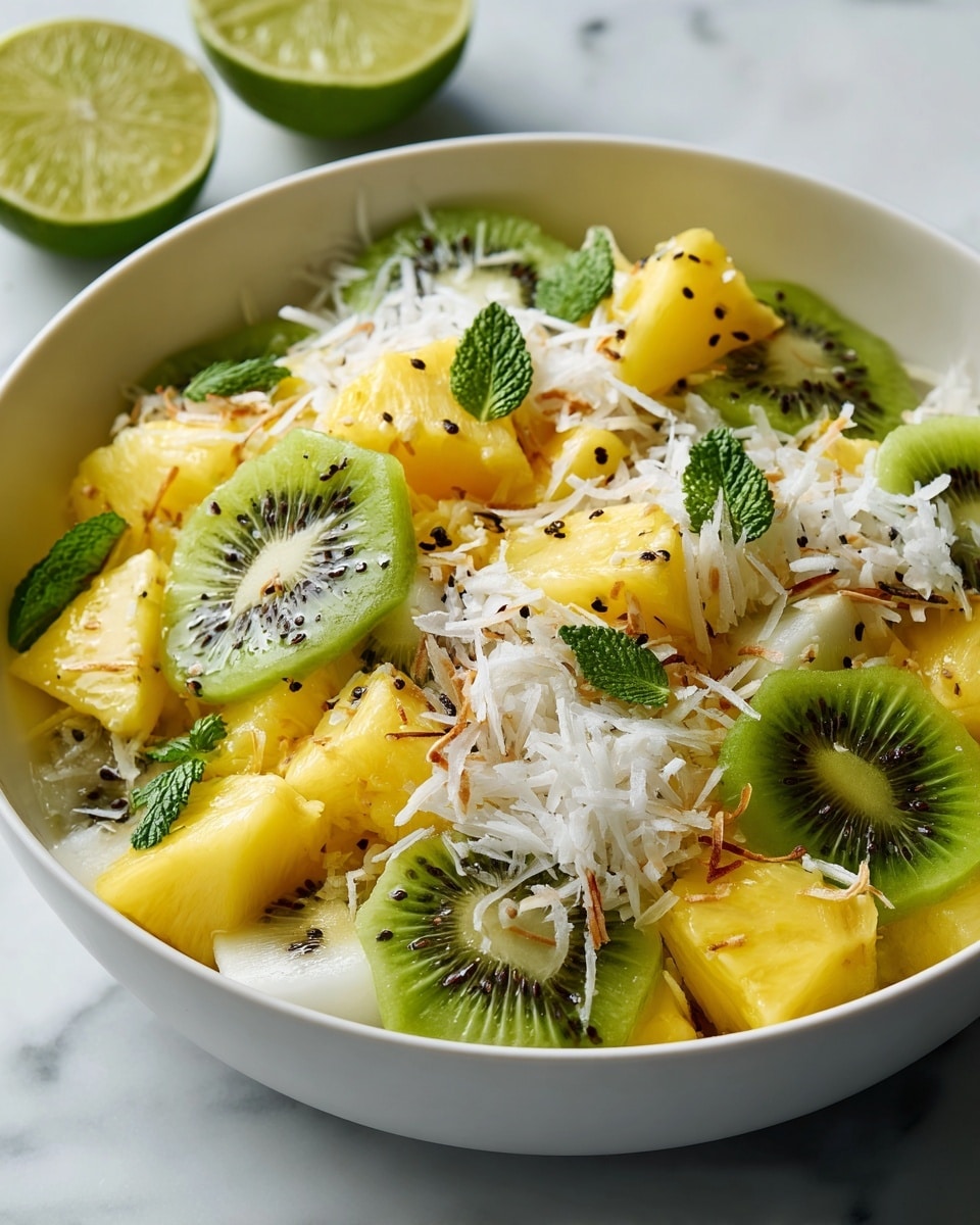 Pineapple Kiwi Salad with Toasted Coconut and Mint Recipe