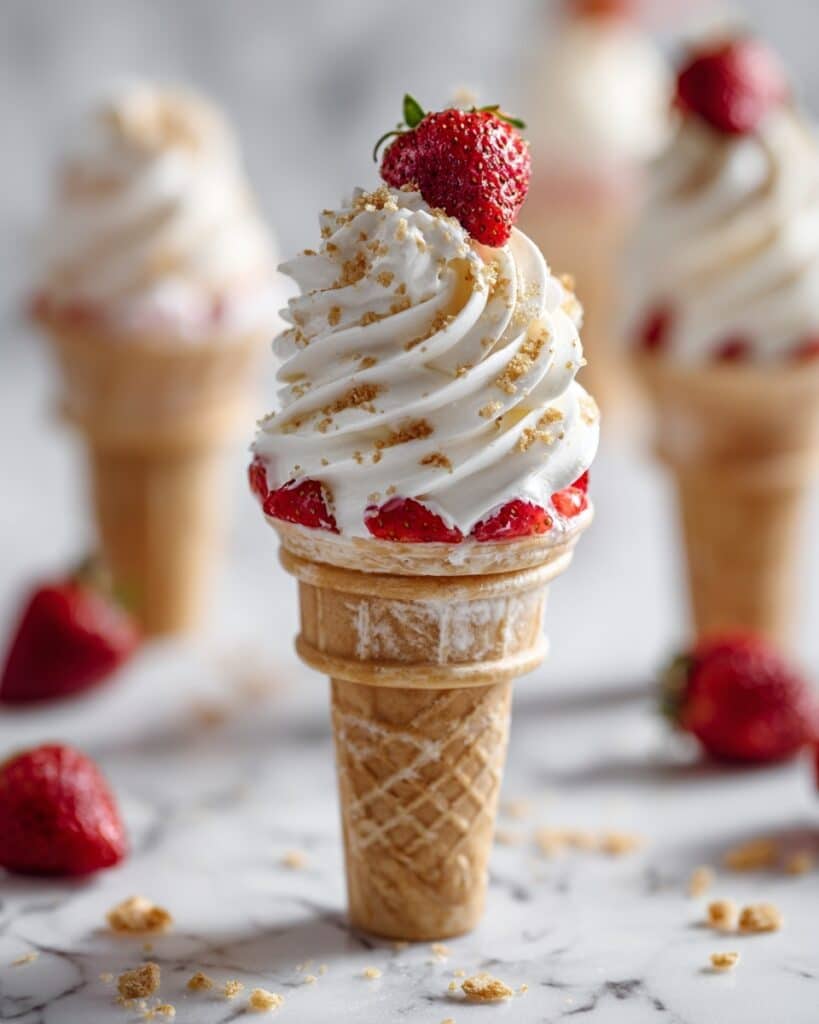 Summer Delight: Easy Strawberry Crunch Cheesecake Cones Recipe