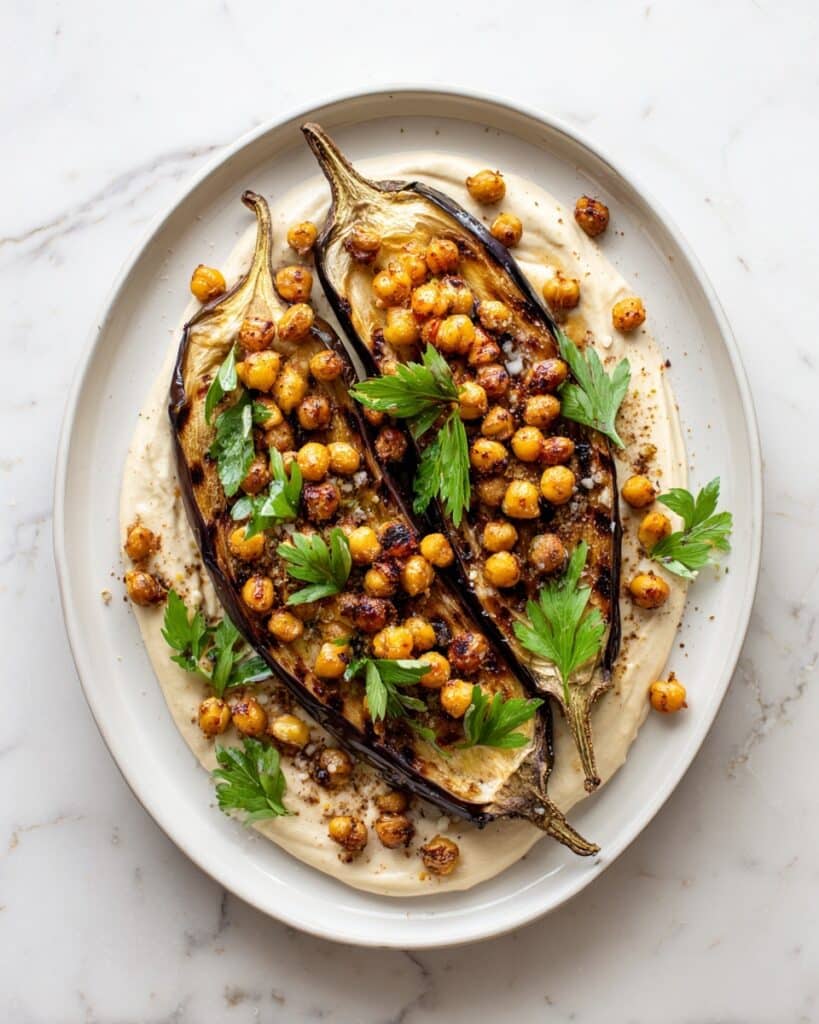 Roasted Eggplant with Crispy Chickpeas and Cashew Sauce Fiesta Recipe