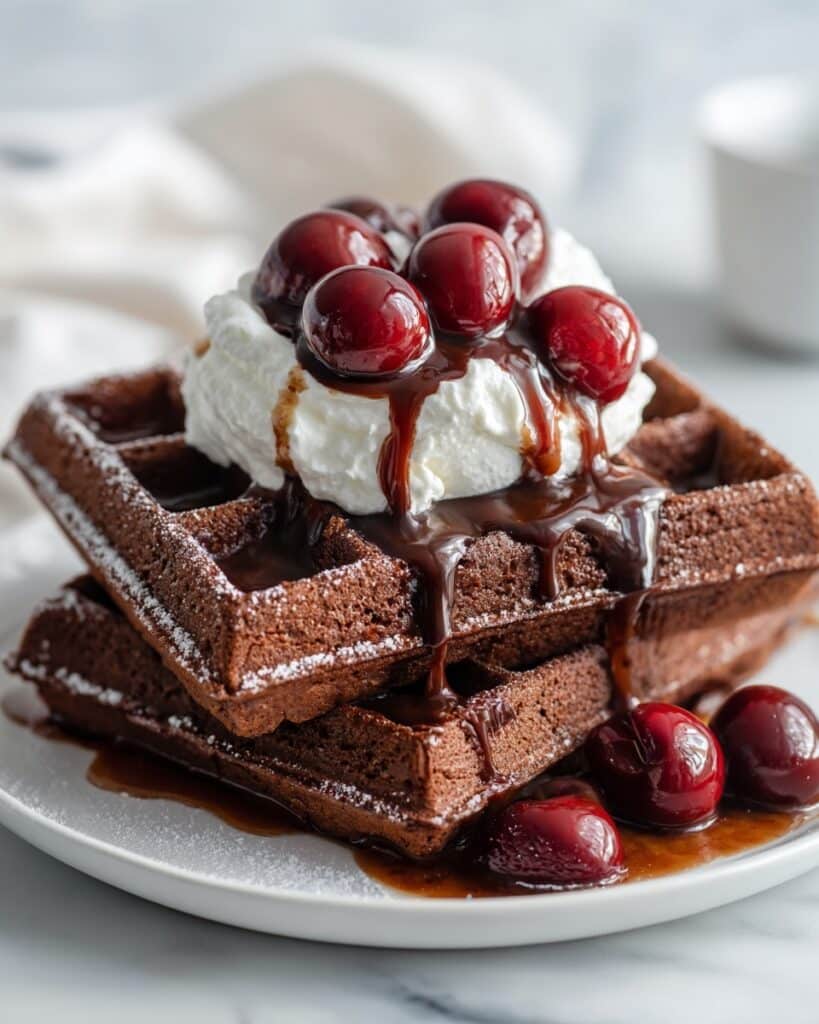 Fudgy Brownie Waffles with Custom Toppings for Every Craving Recipe