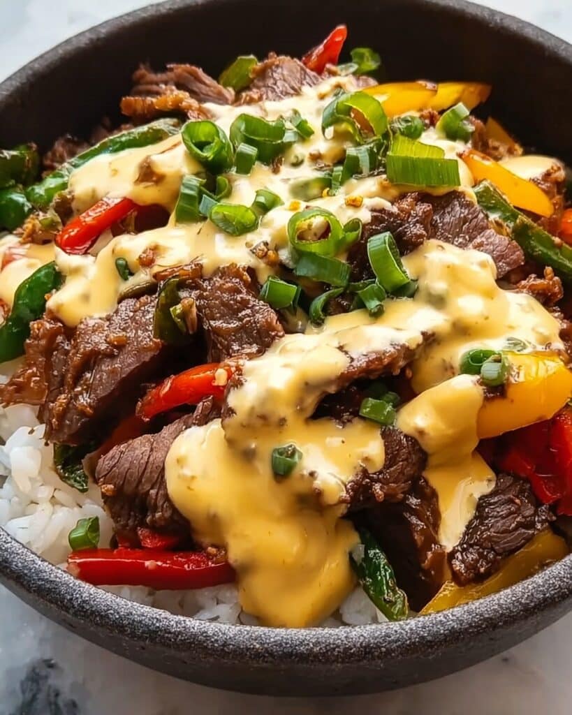 High Protein Philly Cheesesteak Rice Bowls Recipe