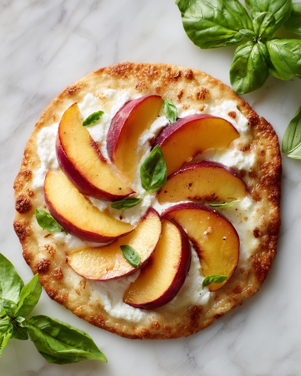 Peach Basil Mozzarella Flatbread Recipe