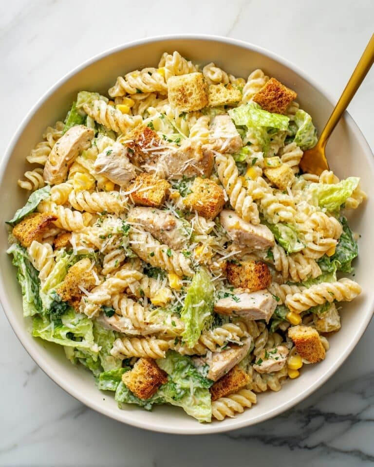 Creamy Chicken Caesar Pasta Salad with Corn Recipe