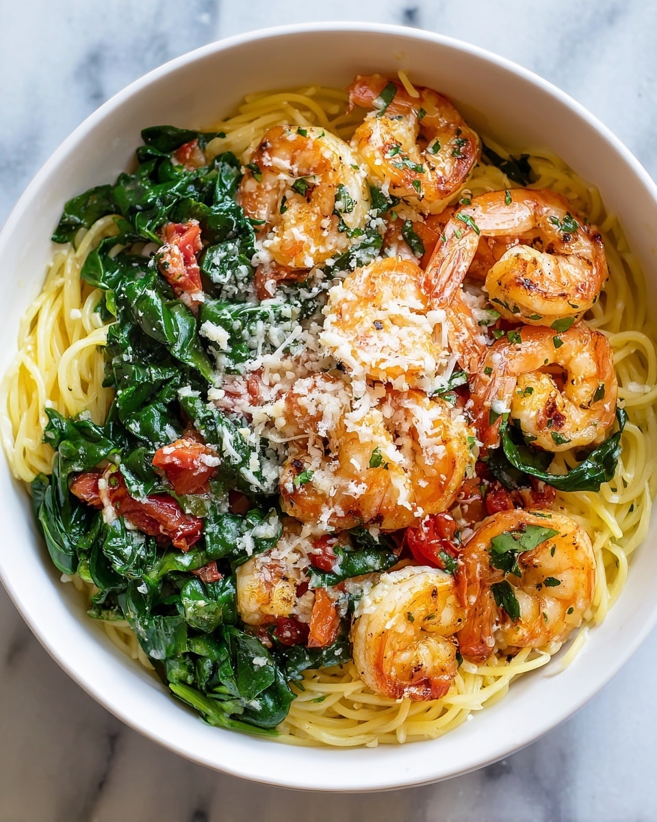 Tomato Spinach Shrimp Pasta Recipe