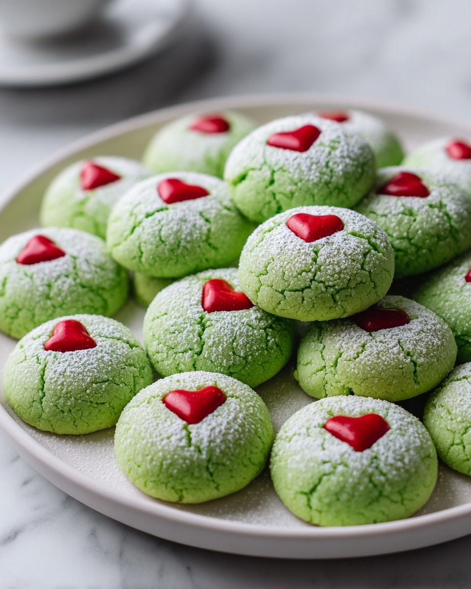 Festive Grinch Heart Cake Mix Cookies Recipe