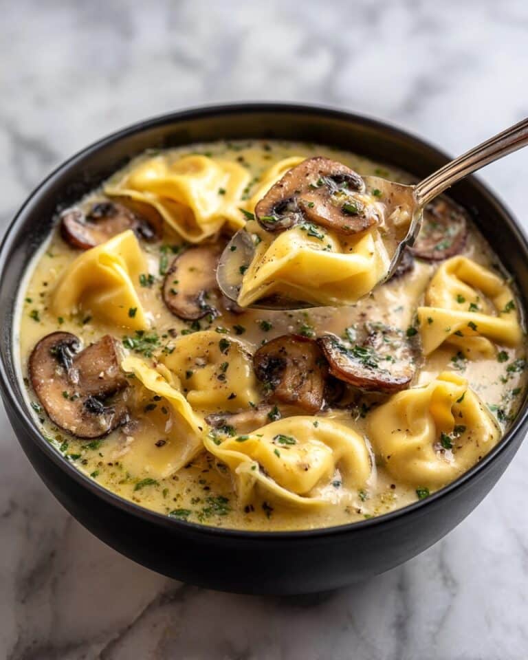 Creamy Asiago Chicken and Mushroom Tortellini Soup Recipe